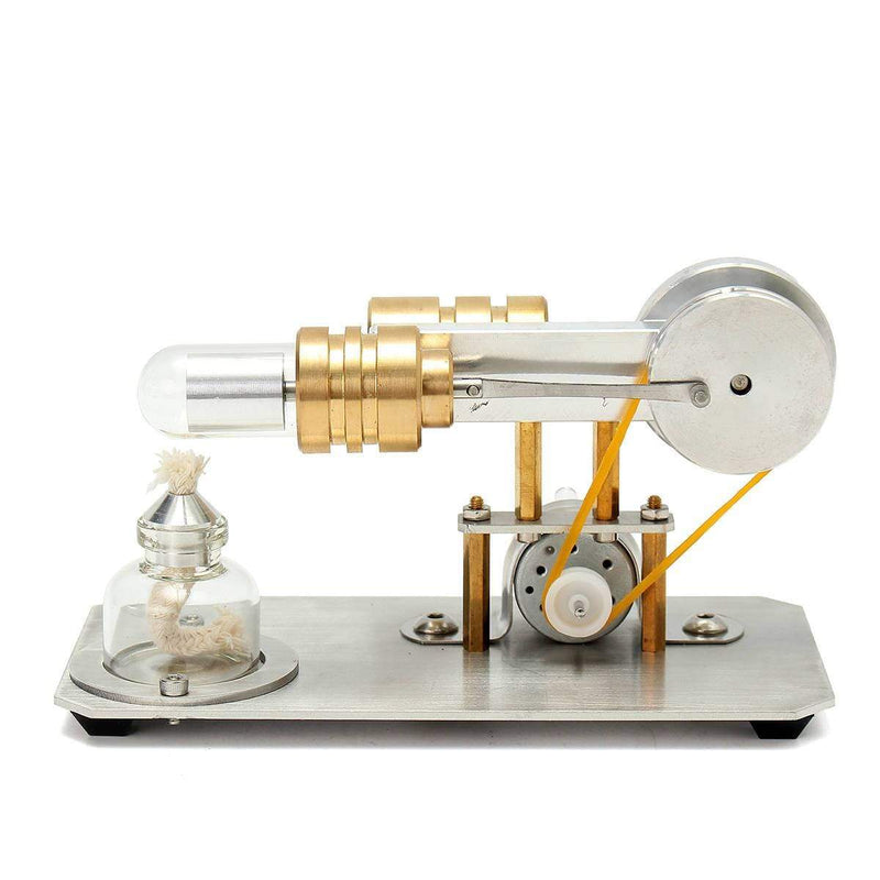 Stirling Engine Kit Single Cylinder Model Toy With Stainless Steel Base Plate Brass - stirlingkit