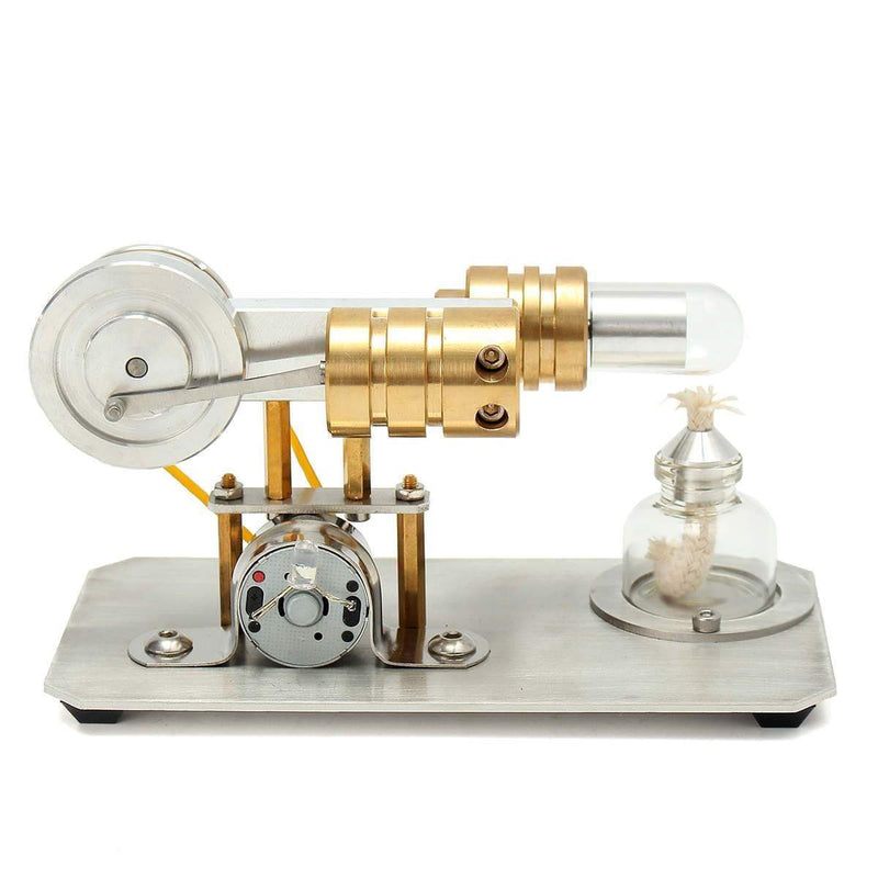 Stirling Engine Kit Single Cylinder Model Toy With Stainless Steel Base Plate Brass - stirlingkit