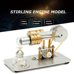 Stirling Engine Kit Single Cylinder Model Toy With Stainless Steel Base Plate Brass - stirlingkit