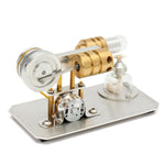 Stirling Engine Kit Single Cylinder Model Toy With Stainless Steel Base Plate Brass - stirlingkit