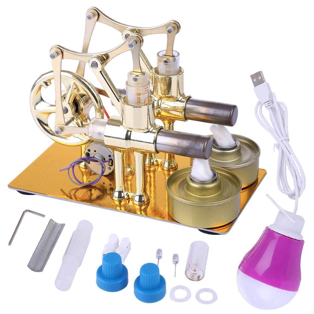 Stirling Engine Kit STEM Hot Air Stirling Engine Generator Double ...