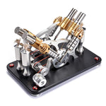 Stirling Engine Kit V4 4-Cylinder Parallel Micro External Combustion Engine Model - stirlingkit