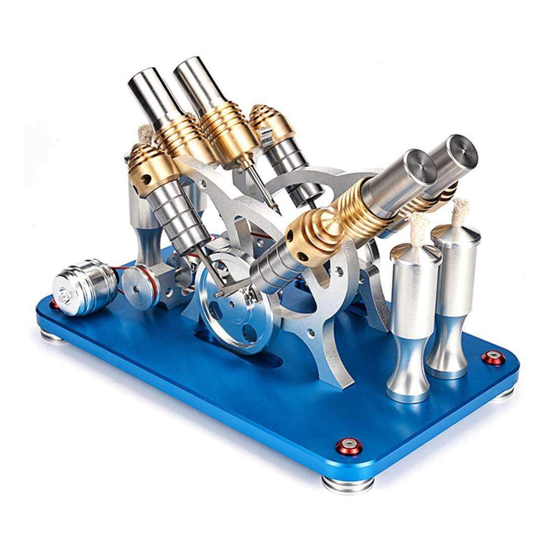 Stirling Engine Kit V4 4-Cylinder Parallel Micro External Combustion Engine Model - stirlingkit