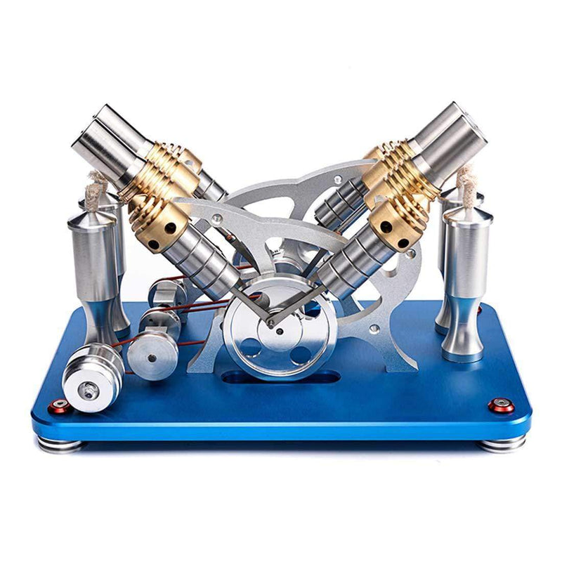 Stirling Engine Kit V4 4-Cylinder Parallel Micro External Combustion Engine Model - stirlingkit