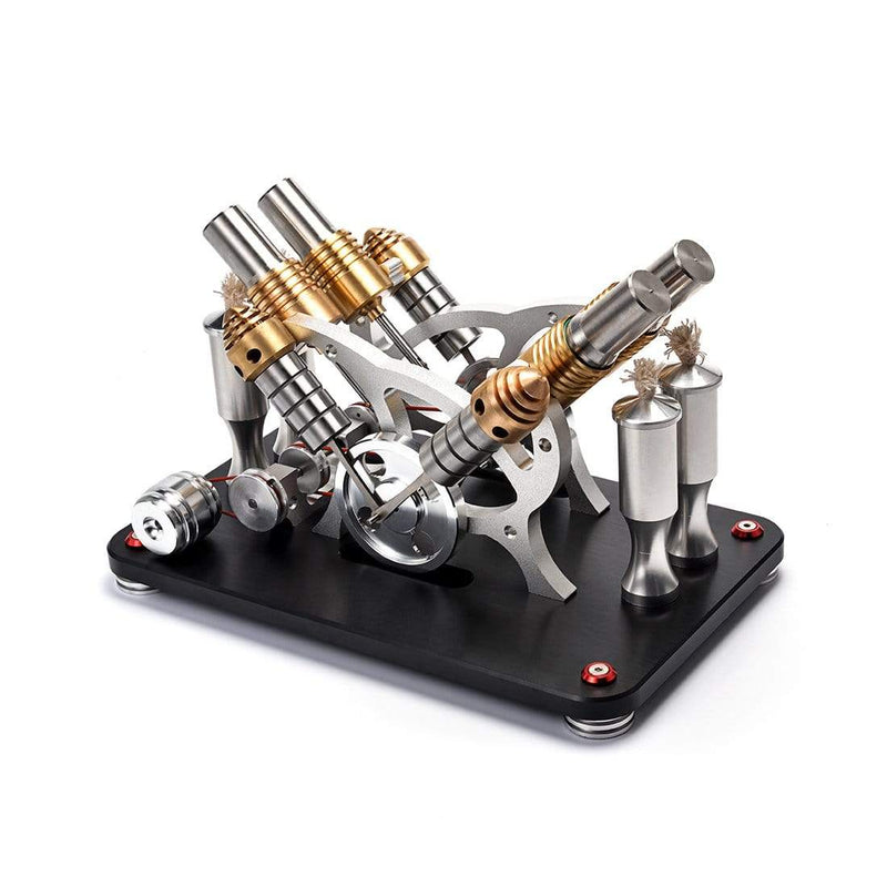 Stirling Engine Kit V4 4-Cylinder Parallel Micro External Combustion Engine Model - stirlingkit