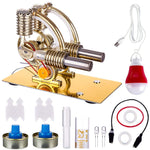 Stirling Engine Model Kit L-Shape Double Cylinders with All-metal Base and Big Bulb - stirlingkit