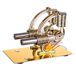 Stirling Engine Model Kit L-Shape Double Cylinders with All-metal Base and Big Bulb - stirlingkit