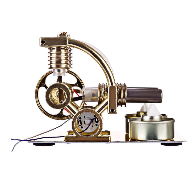 Stirling Engine Model Kit L-Shape Double Cylinders with All-metal Base and Big Bulb - stirlingkit