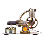 Stirling Engine Model Kit L-Shape Double Cylinders with All-metal Base and Big Bulb - stirlingkit