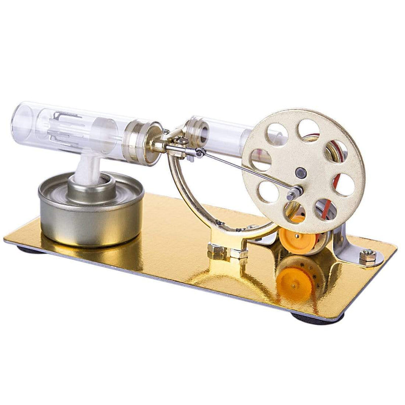 Speed-Controlled Single Cylinder Stirling Engine with Regulator Free Piston  External Combustion Engine - Red - Stirlingkit