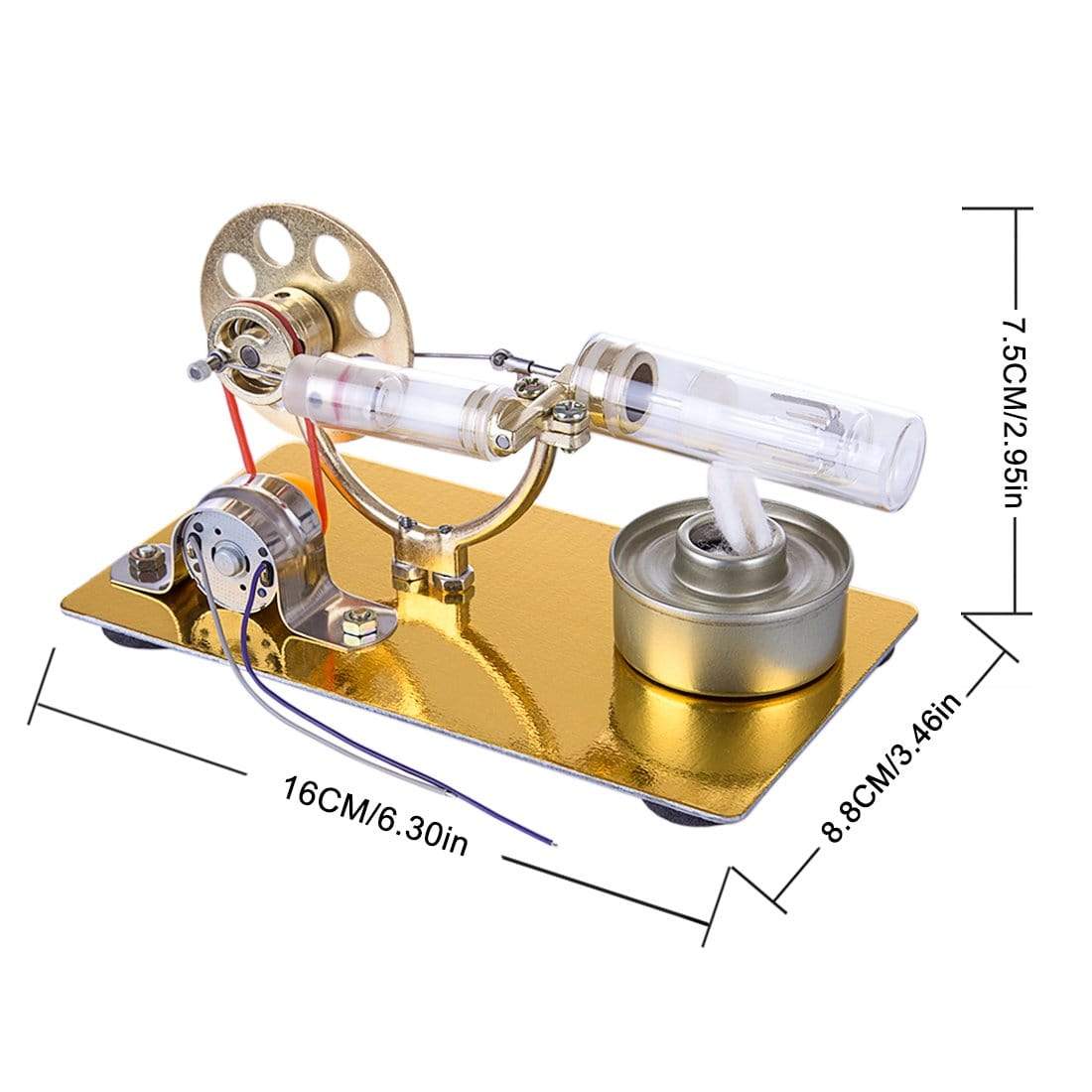 Stirling Engine Set Model Single Cylinder Science Experiment Kit with All-metal Base - stirlingkit