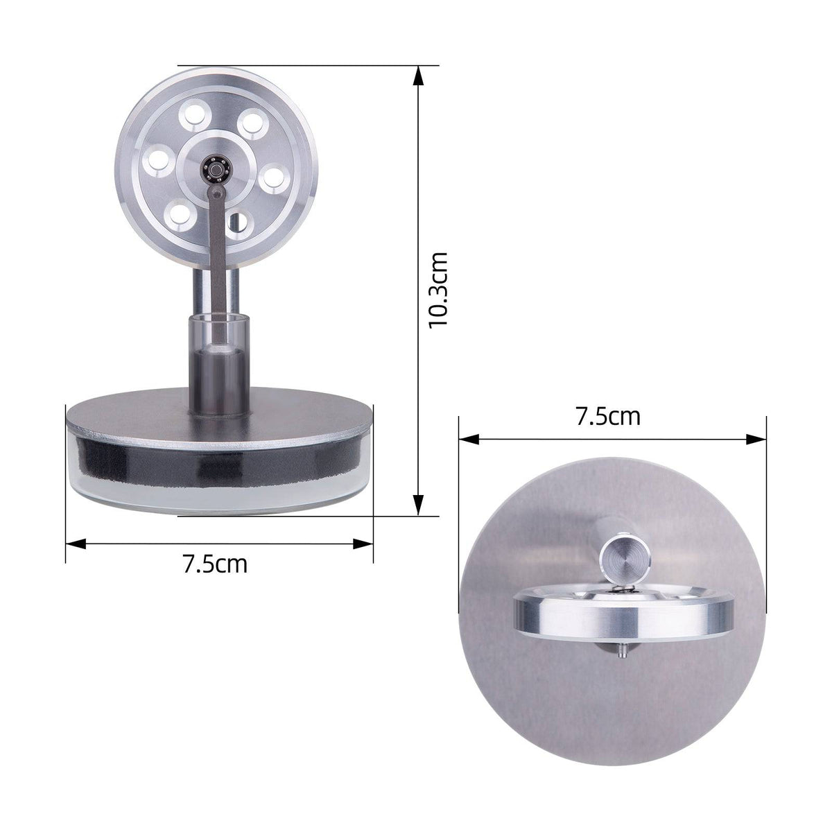 Tea-powered Low Temperature LTD Stirling Engine - Silver - stirlingkit