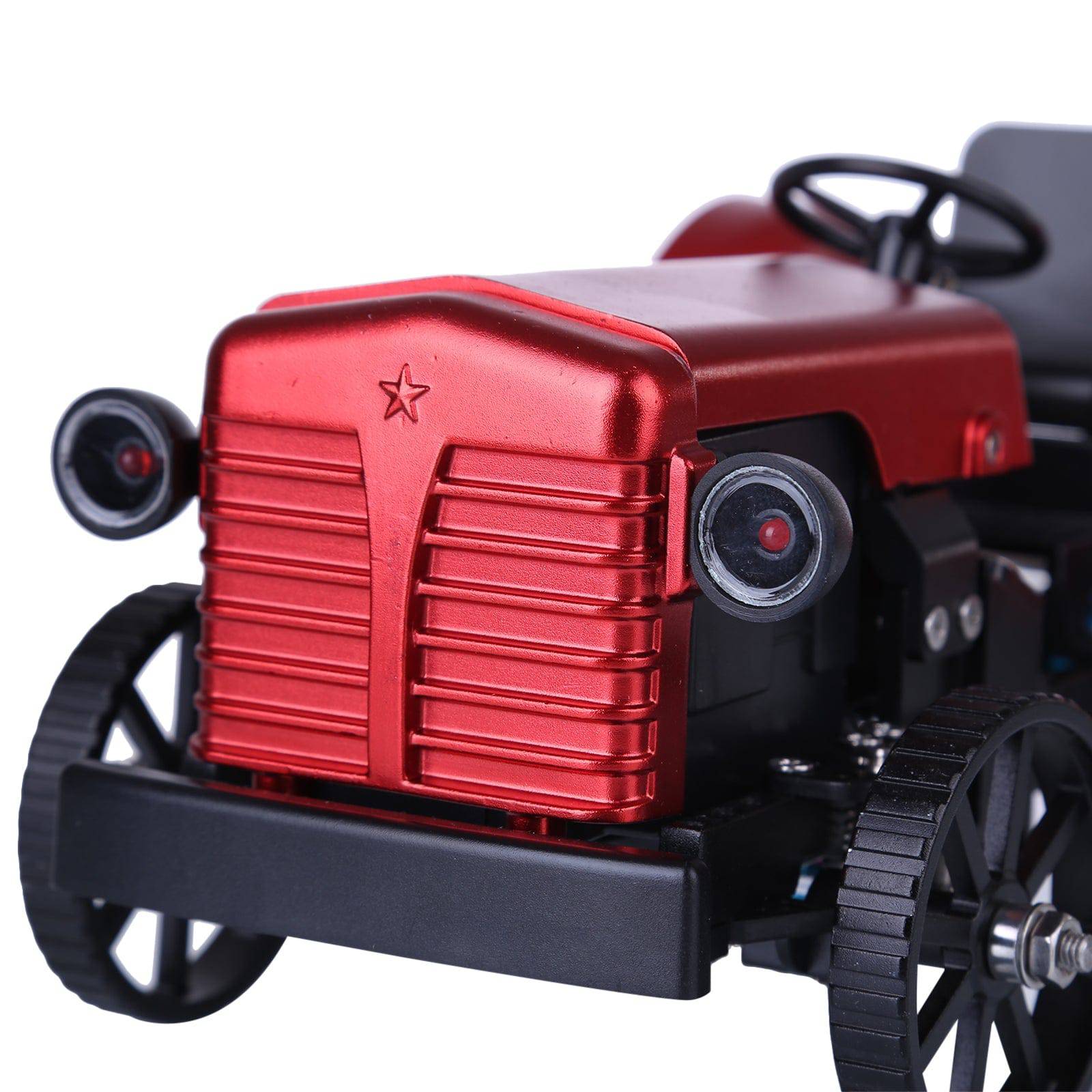 Teching Assembly Simulative Mini APP Controlled Electric Metal Red Tractor Model Toy Gift - stirlingkit