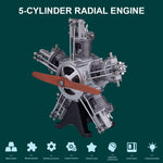 TECHING DIY 5 Cylinder Electric Mechanical Aircraft Radial Engine Model Kits That Runs 250+pcs - stirlingkit