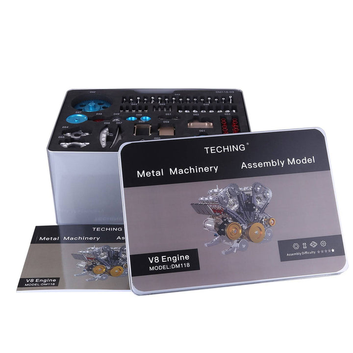 Teching V8 Mechanical Metal Assembly DIY Car Engine Model Kit 500+Pcs Educational Experiment Toy - stirlingkit