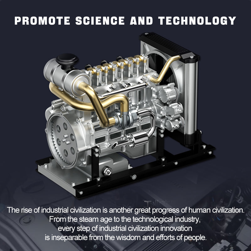 TECHING Workable Mini Diesel Engine Metal Model Kits DIY OHV 4-cylinder ...