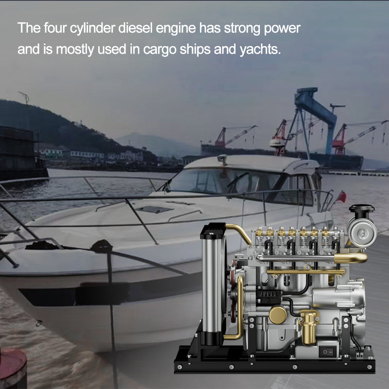 TECHING Workable Mini Diesel Engine Metal Model Kits DIY OHV 4-cylinder ...