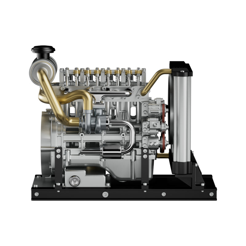 TECHING Workable Mini Diesel Engine Metal Model Kits DIY OHV 4-cylinder ...