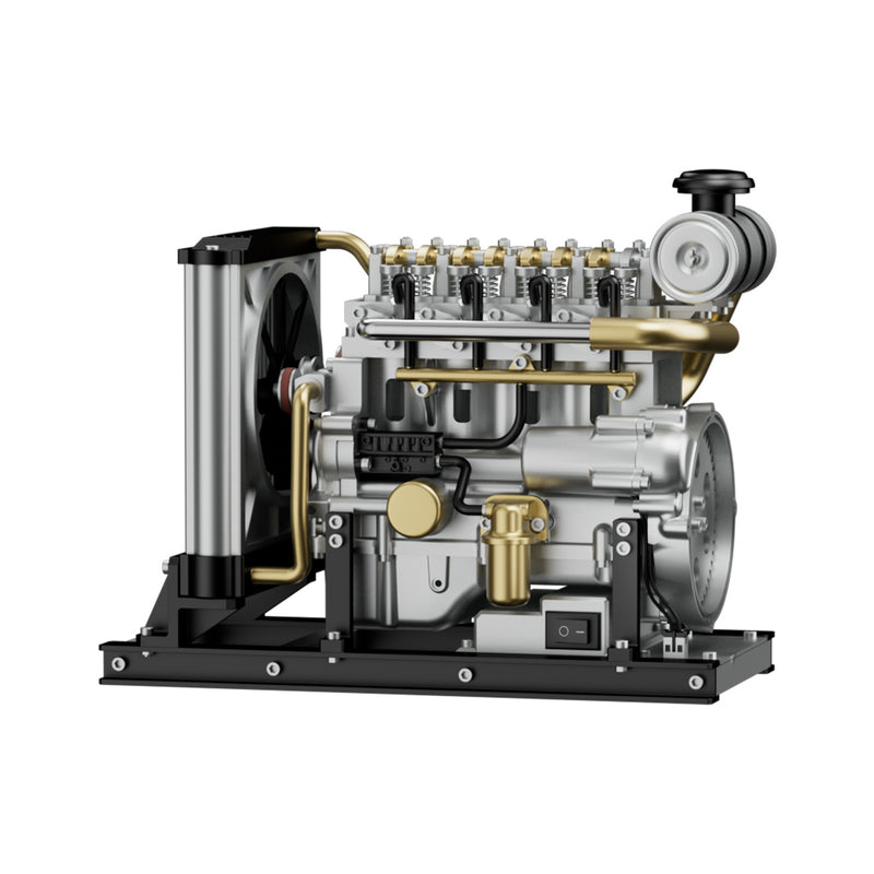 TECHING Workable Mini Diesel Engine Metal Model Kits DIY OHV 4-cylinder ...