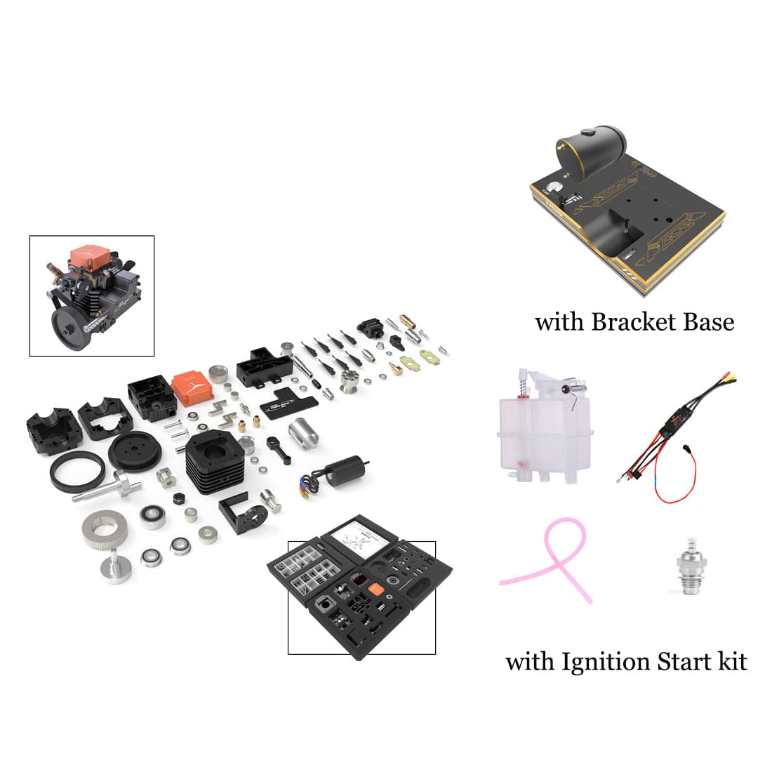 Toyan FS-S100AC DIY 4 Stroke Methanol RC Engine with Start Bracket Base + Ignition Start - stirlingkit