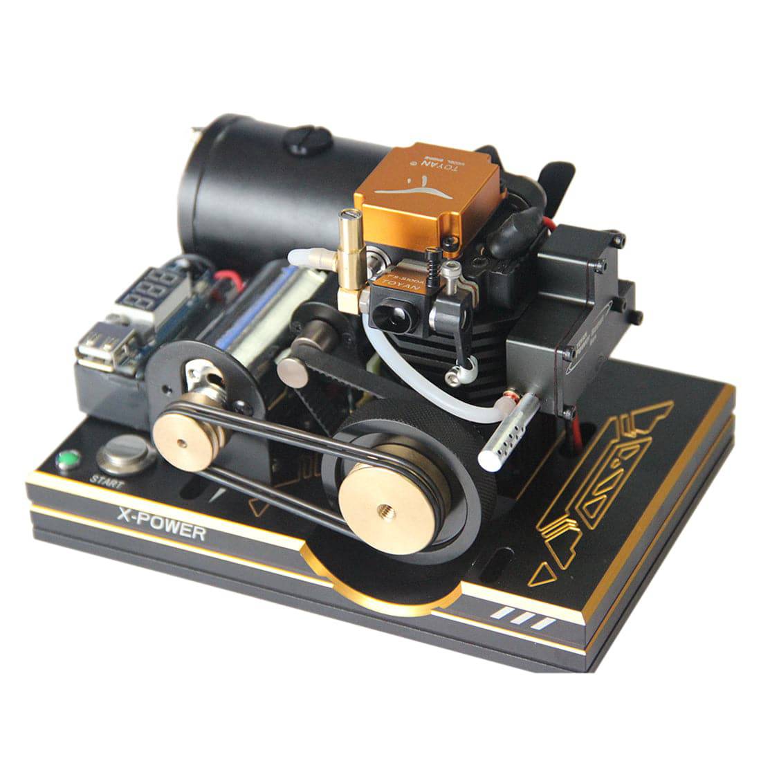 TOYAN Modified One-button Start Single Cylinder 4-stroke Methanol Engine 12V Generator Model - stirlingkit