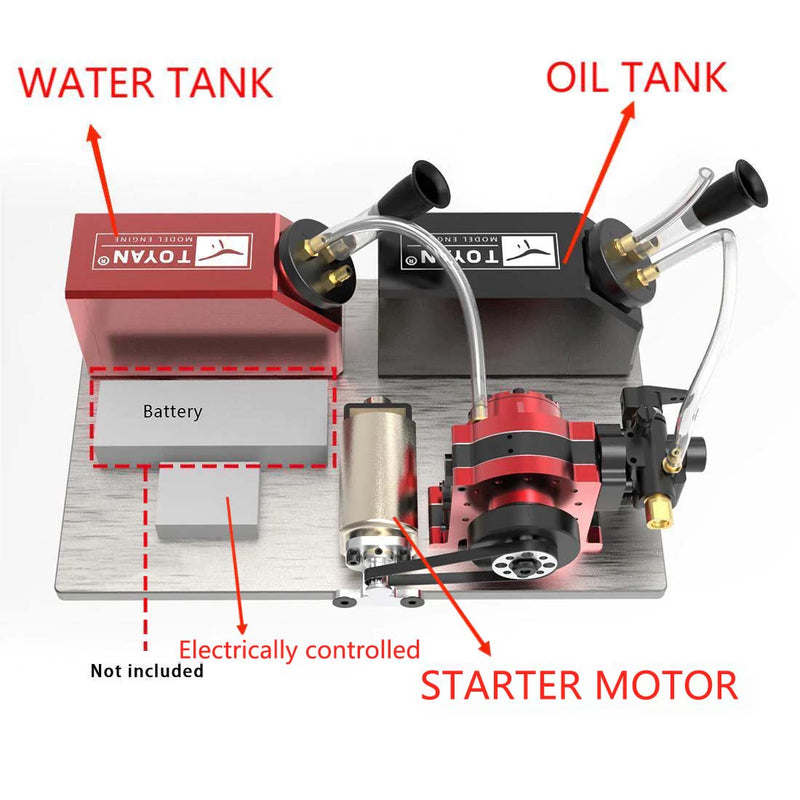 Toyan RS-L200 4.92cc 2 Rotor Rotary Engine Model Watercooling with Starter Kit Base Full Set - stirlingkit