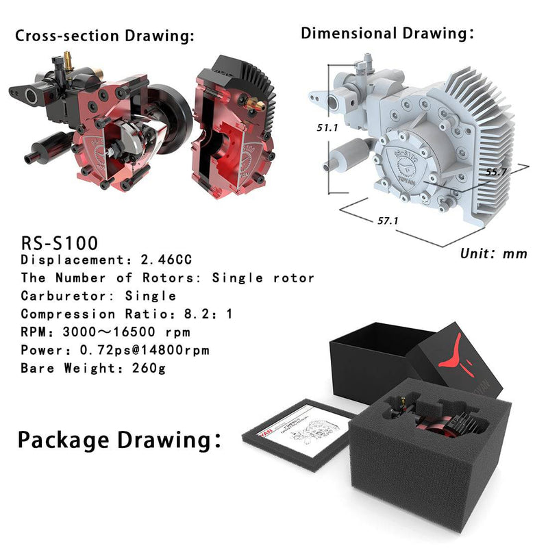 Toyan RS-S100 Single Rotor Rotary Engine Mini Internal Combustion Engine Model - stirlingkit