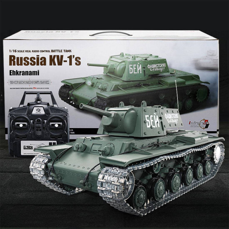 Upgrade 1:16 Soviet KV - 1's Heavy Tank 2.4G  Metal RC Military Tank Model with Sound Smoke Shooting Effect - stirlingkit