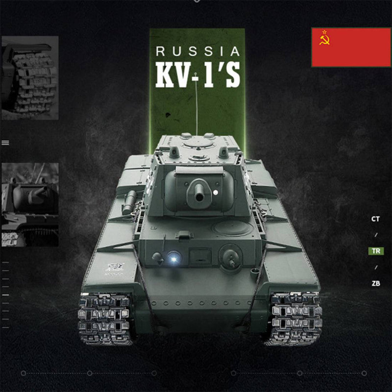 Upgrade 1:16 Soviet KV - 1's Heavy Tank 2.4G  Metal RC Military Tank Model with Sound Smoke Shooting Effect - stirlingkit
