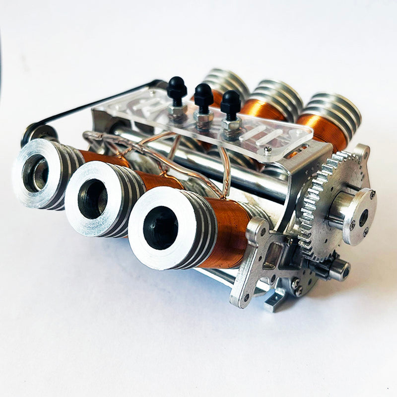 V6 Solenoid Engine Brushless Electromagnetic Motor Model Engine - stirlingkit