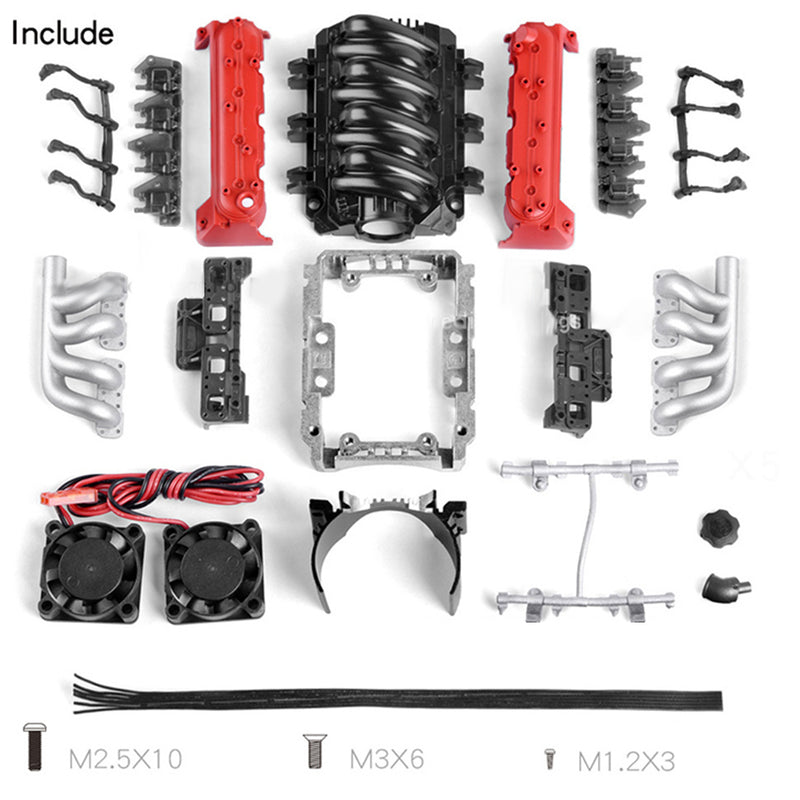 V8 Simulate Engine Motor Heat sink Cooling Fan GRC LS7 For TRX4 TRX6 SCX10 JK D110 - stirlingkit