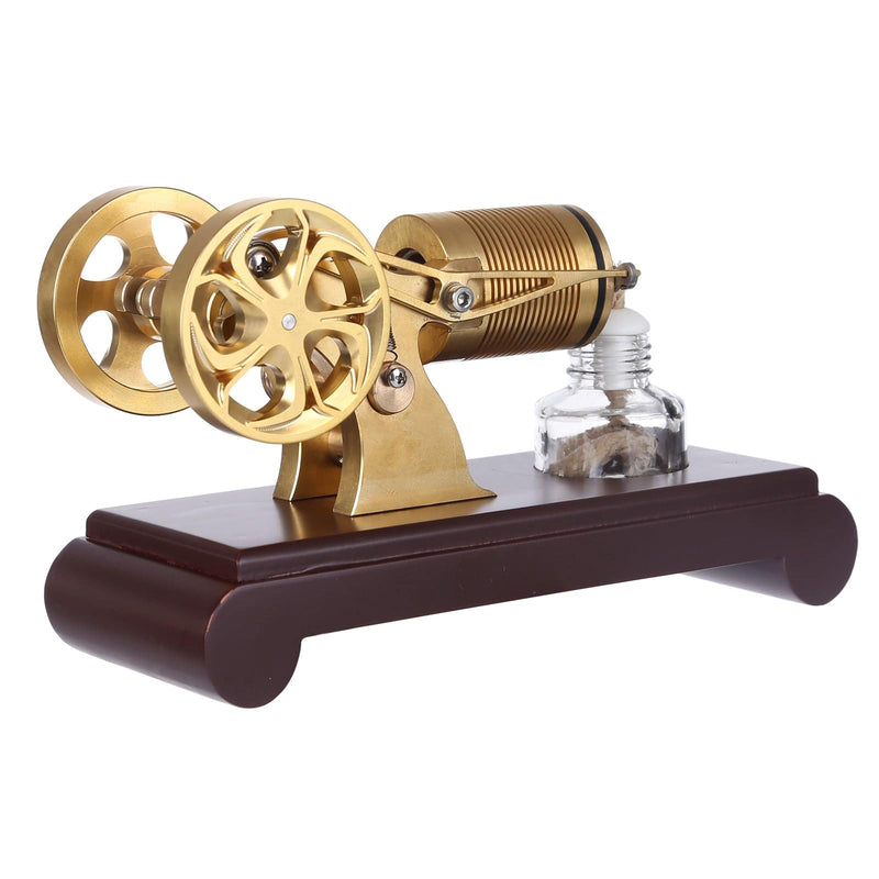 Enjomor Vacuum Single Cylinder Flame Licker Stirling Engine Brass Model - stirlingkit