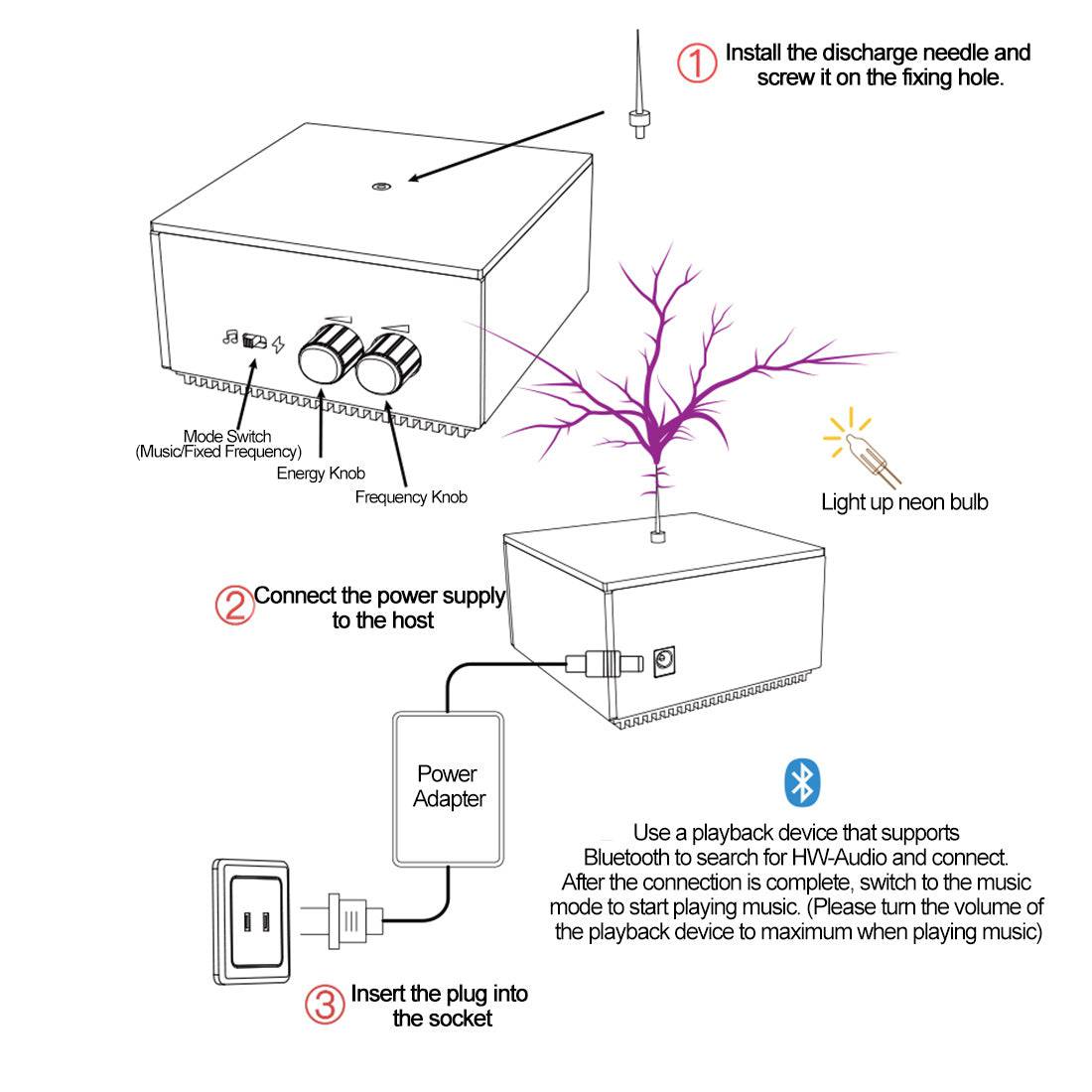 Vinyl Record Shape Bluetooth Musical Tesla Coil with Long Arc &  Dual Mode - US Plug - stirlingkit