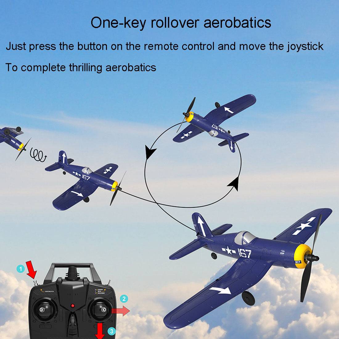 VOLANTEXRC F4U Corsair Airplane 400mm Wingspan Airplane with Xpilot Gyro  - RTF - stirlingkit