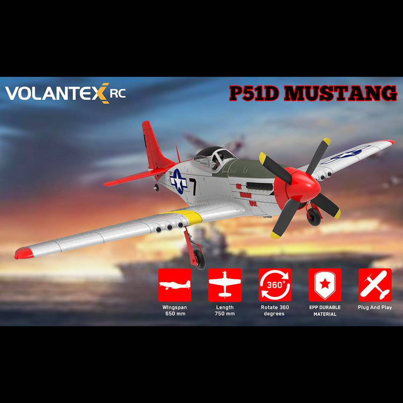 VOLANTEXRC P-51D RTF Beginner 2.4G RC EPO Fixed Wing Aircraft - stirlingkit
