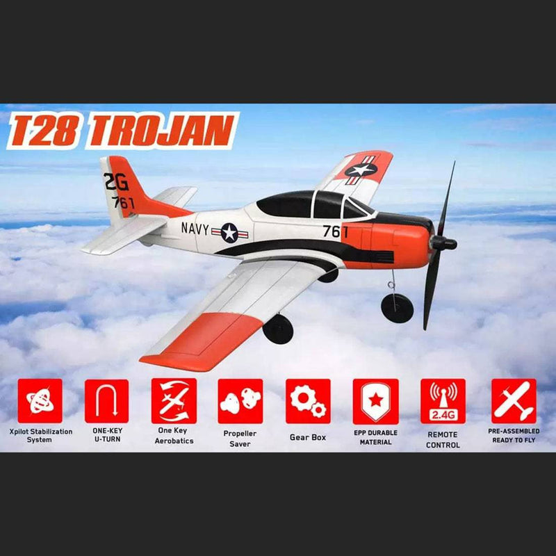 VOLANTEXRC 2.4G RC 4CH T-28 Trojan 400mm Wingspan Airplane with Xpilot Gyro- RTF - stirlingkit