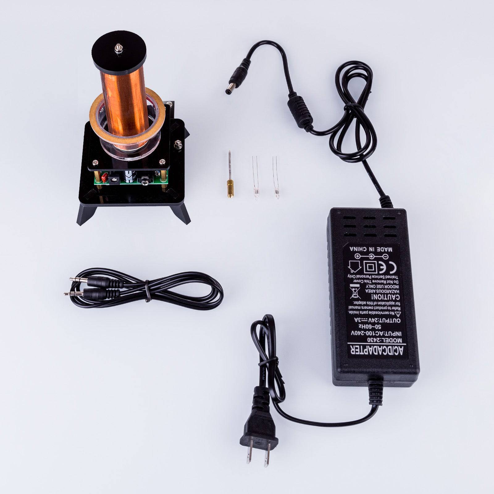 Wireless Power Transmission Table Musical Tesla Coil Plasma Motor Speaker - US Plug - stirlingkit