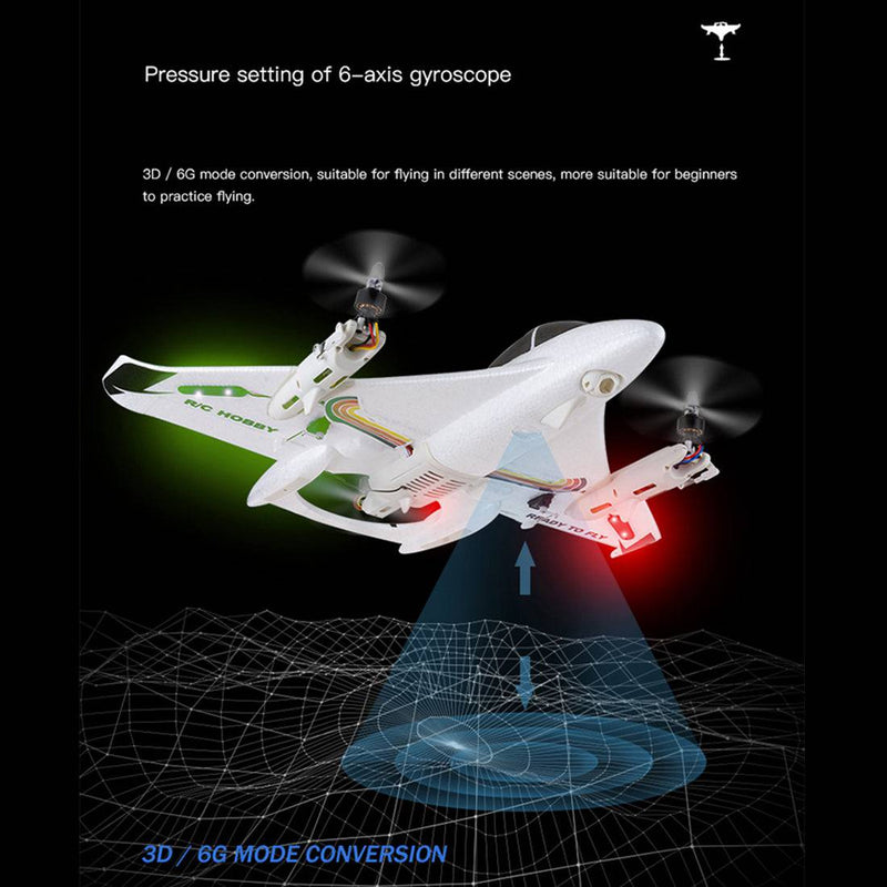 WLZX W500 2.4G 6CH Brushless RC Glider Aircraft Airplane with 6G Self-stabilized Flight Mode - stirlingkit