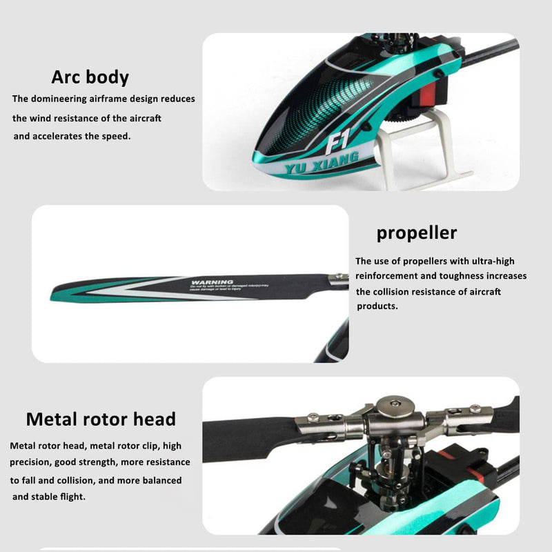 YU XIANG F1 RC Airplane RTF 2.4G 6CH Electric Rotor Helicopter with 6G Self-stabilized Flight Mode & 3D Stunt - stirlingkit
