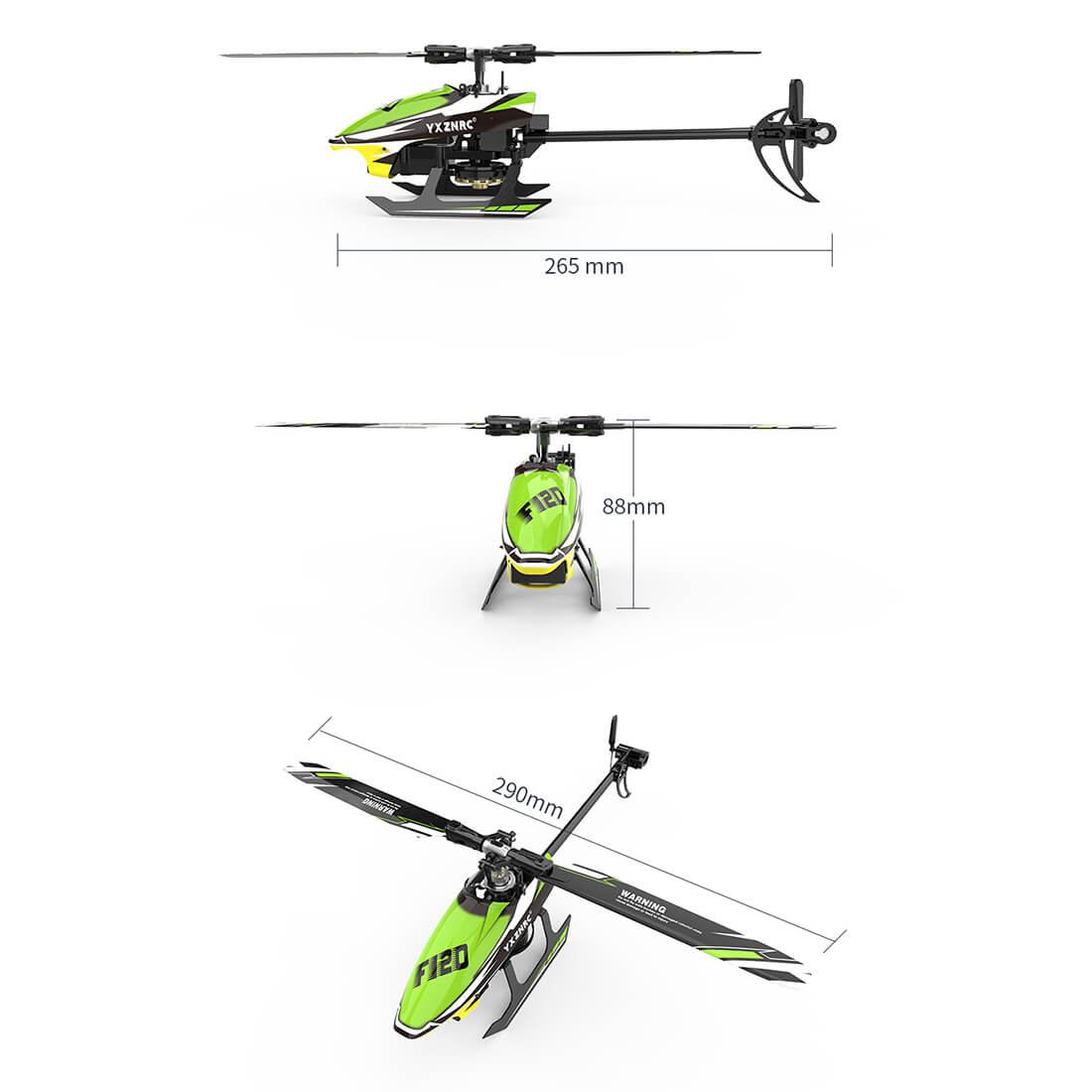 YU XIANG F120 2.4G 6CH Aircraft Direct Drive Brushless RC Helicopter Model RTF - stirlingkit