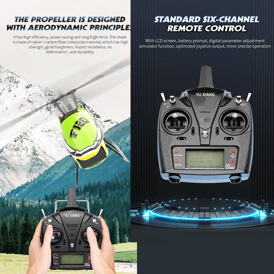 YU XIANG F120 2.4G 6CH Aircraft Direct Drive Brushless RC Helicopter Model RTF - stirlingkit