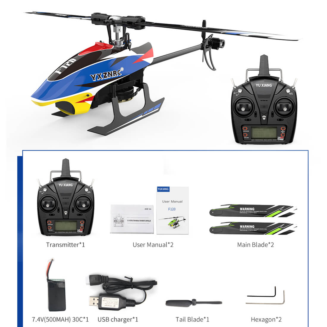 YU XIANG F120 2.4G 6CH Aircraft Direct Drive Brushless RC Helicopter Model RTF - stirlingkit