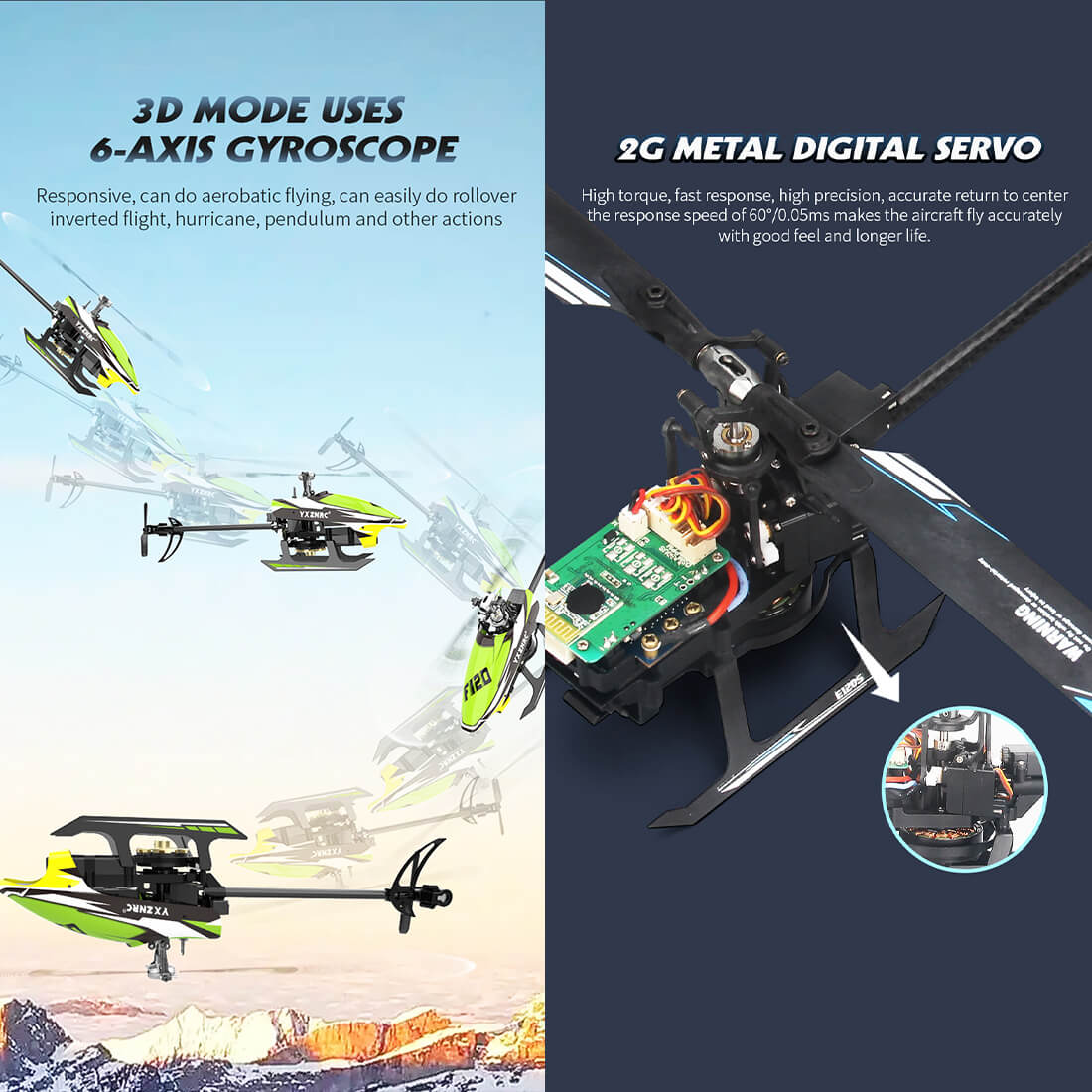 YU XIANG F120 2.4G 6CH Aircraft Direct Drive Brushless RC Helicopter Model RTF - stirlingkit