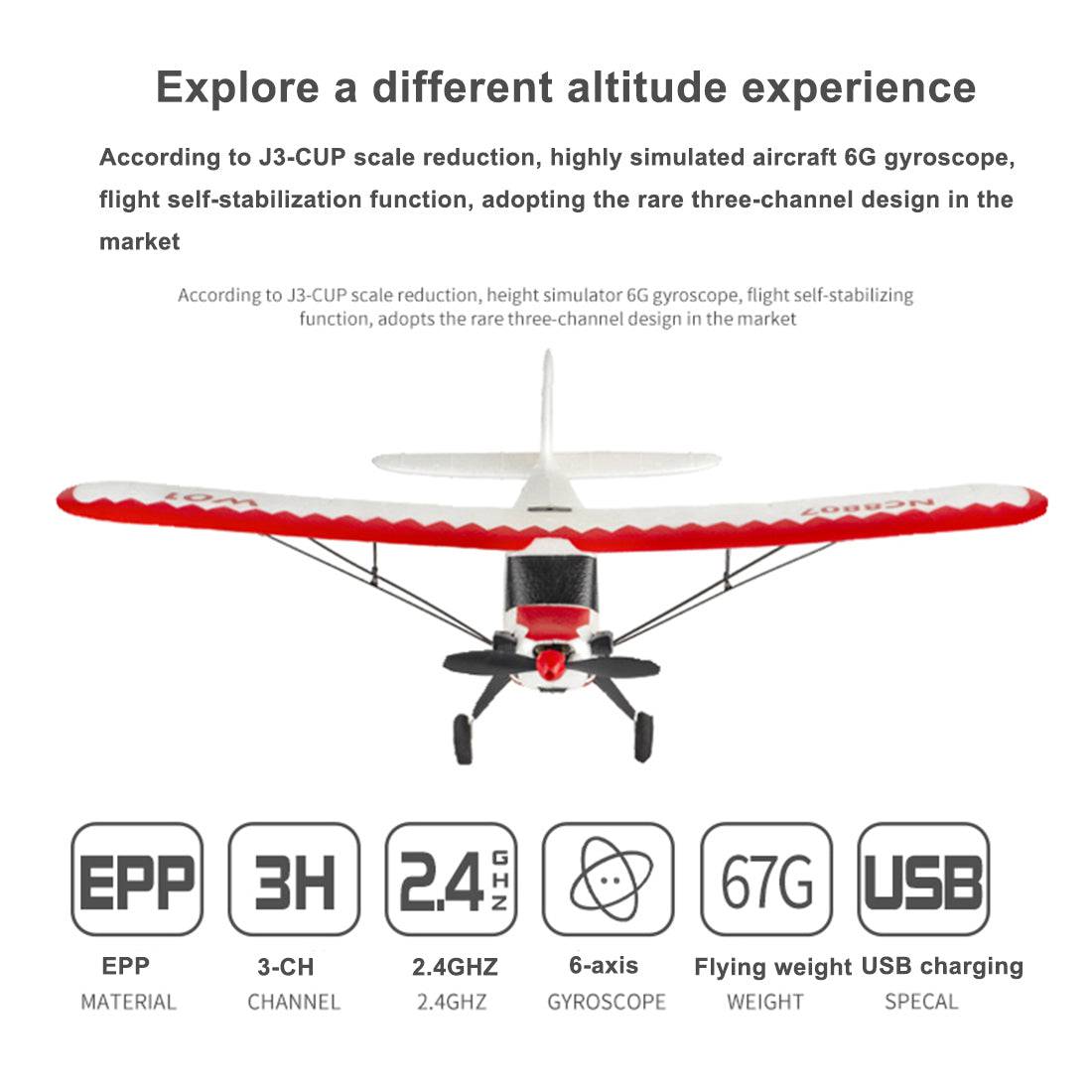 YU XIANG W01-J3 Beginners 2.4GHZ 3CH Electric RC Glider Airplane EPP Aircraft with 6-axis Gyroscope - stirlingkit
