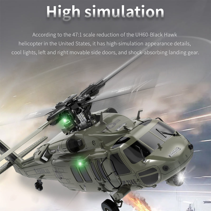 YUXIANG YXZNRC F09 RC Military Helicopter 1/47 2.4G 6CH Brushless RTF for Adults - stirlingkit