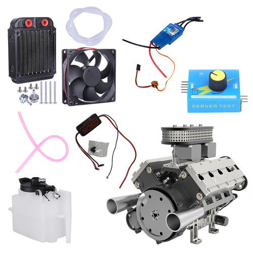 ENJOMOR V8 GS-V8 78CC DOHC Gasoline Water-cooled V8 Engine That Works with Starter Kit Full Set - stirlingkit