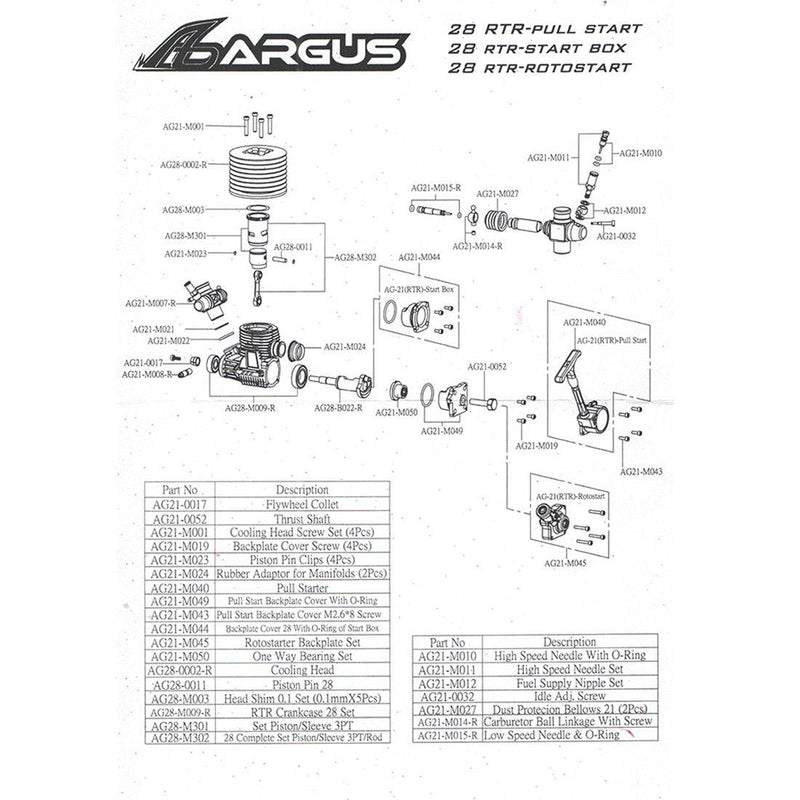 ARGUS-28 Pull Start Methanol Engine for 1/8 Vehicle - stirlingkit