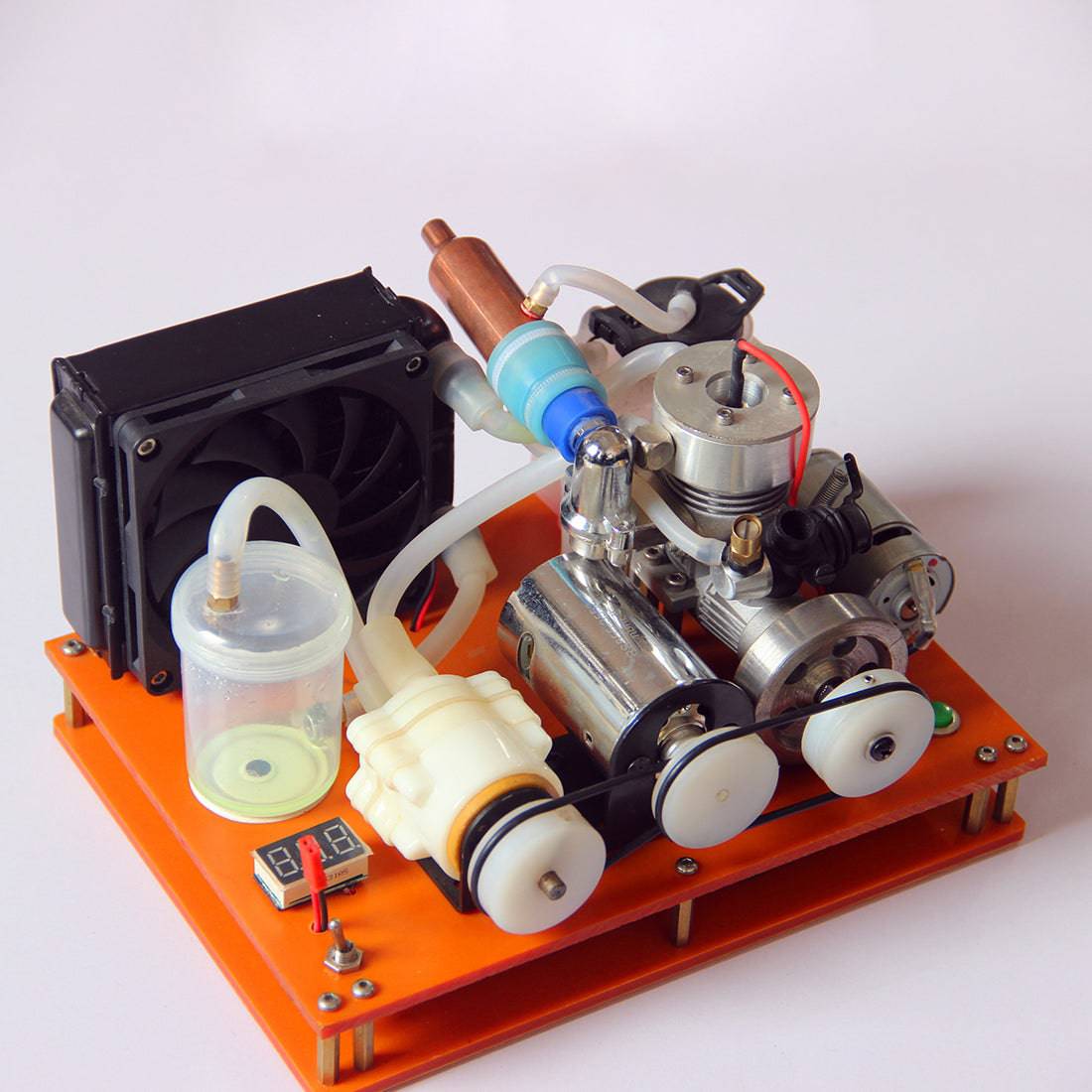 VX Level 18 Single Cylinder 2-stroke Methanol Engine with Water Cooling Radiator - stirlingkit