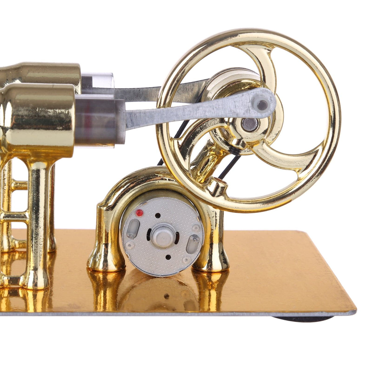 γ-Type Golden Single Cylinder Sterling Engine Generator Stirling Model with LED Diode and Bulb Science Experiment Educational Toy - stirlingkit