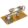 γ-Type Golden Single Cylinder Sterling Engine Generator Stirling Model with LED Diode and Bulb Science Experiment Educational Toy - stirlingkit